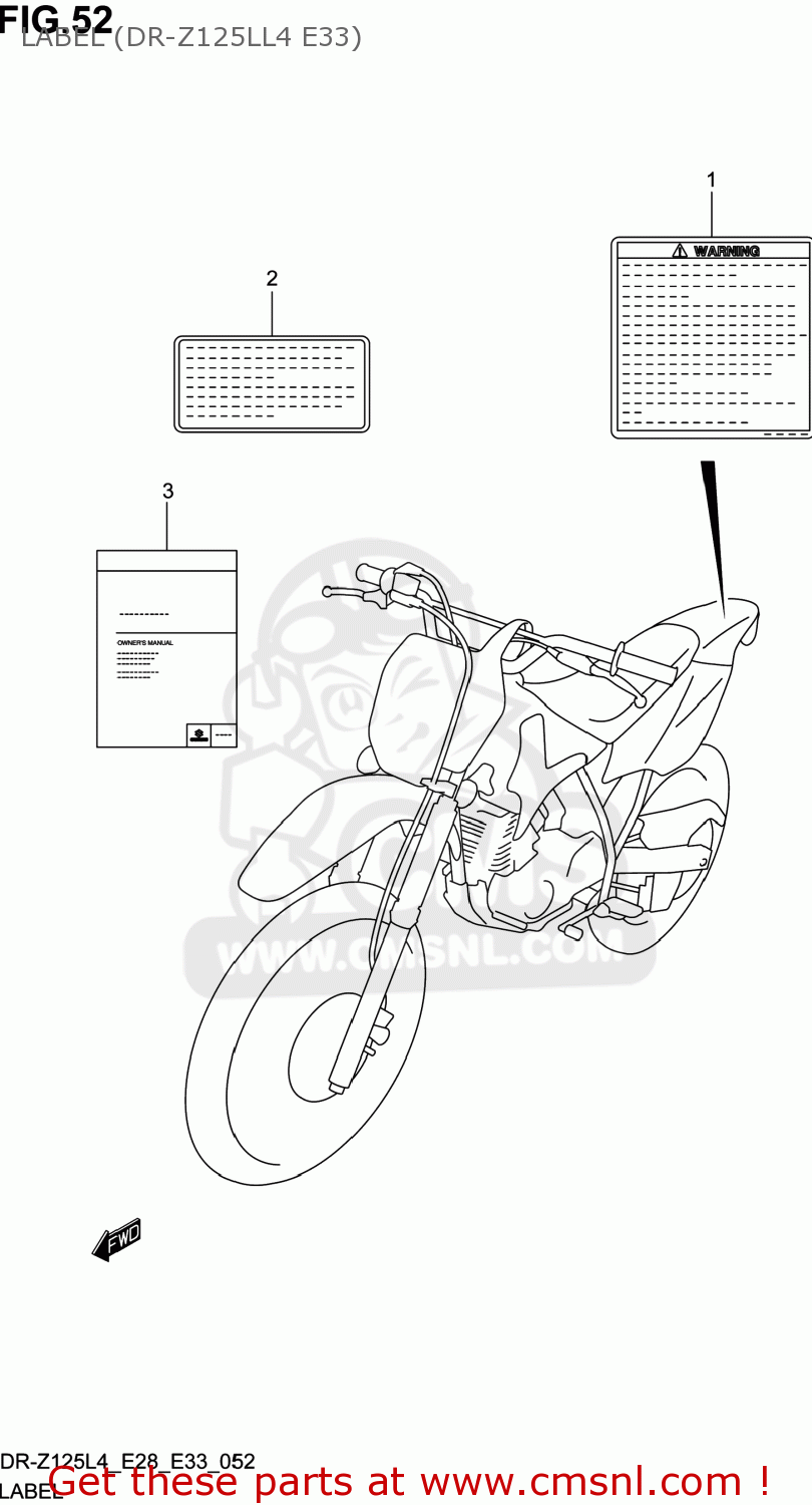LABEL (DR-Z125LL4 E33) DR-Z125 2014 (L4) USA (E03) DRZ125 DR Z125