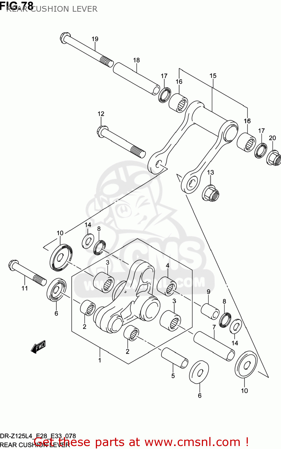 REAR CUSHION LEVER DR-Z125 2014 (L4) USA (E03) DRZ125 DR Z125