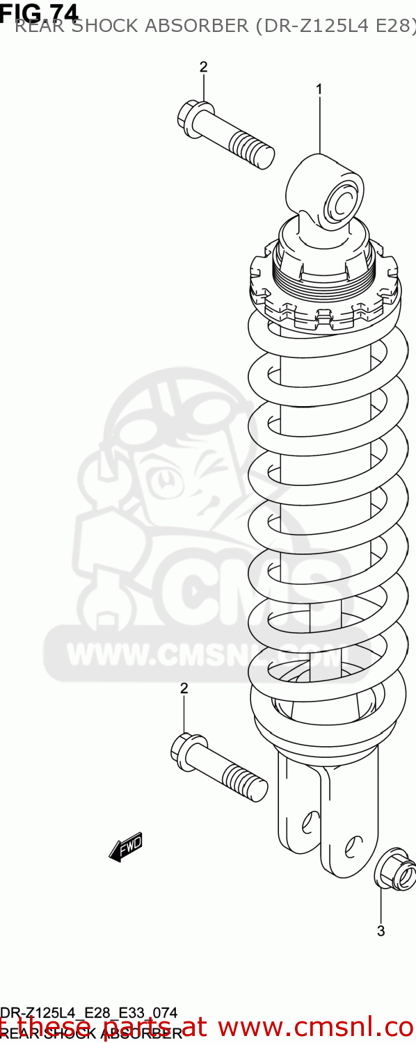 REAR SHOCK ABSORBER (DR-Z125L4 E28) DR-Z125 2014 (L4) USA (E03) DRZ125 DR Z125
