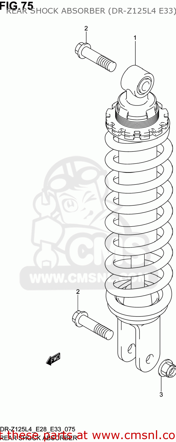 REAR SHOCK ABSORBER (DR-Z125L4 E33) DR-Z125 2014 (L4) USA (E03) DRZ125 DR Z125