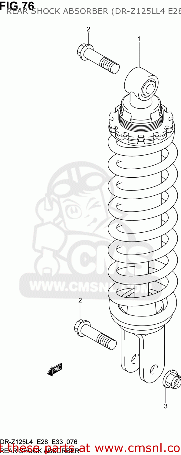 REAR SHOCK ABSORBER (DR-Z125LL4 E28) DR-Z125 2014 (L4) USA (E03) DRZ125 DR Z125