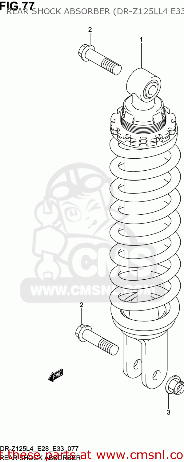 REAR SHOCK ABSORBER (DR-Z125LL4 E33) DR-Z125 2014 (L4) USA (E03) DRZ125 DR Z125