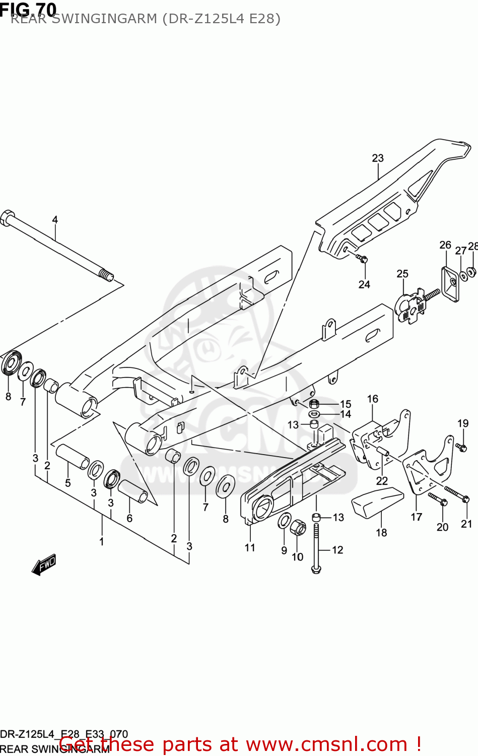 REAR SWINGINGARM (DR-Z125L4 E28) DR-Z125 2014 (L4) USA (E03) DRZ125 DR Z125
