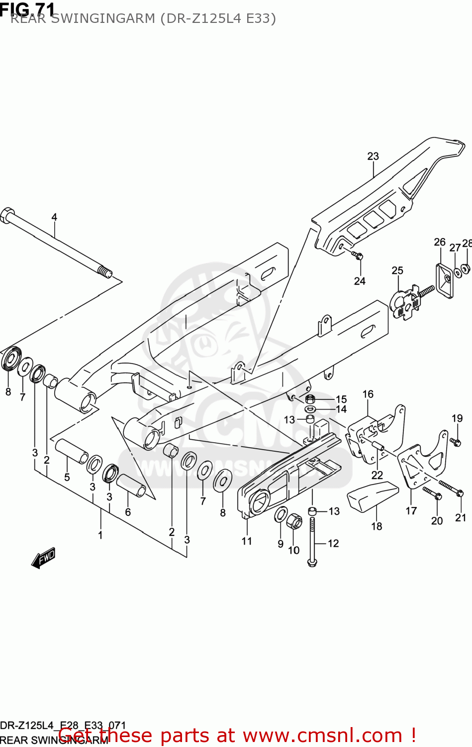 REAR SWINGINGARM (DR-Z125L4 E33) DR-Z125 2014 (L4) USA (E03) DRZ125 DR Z125