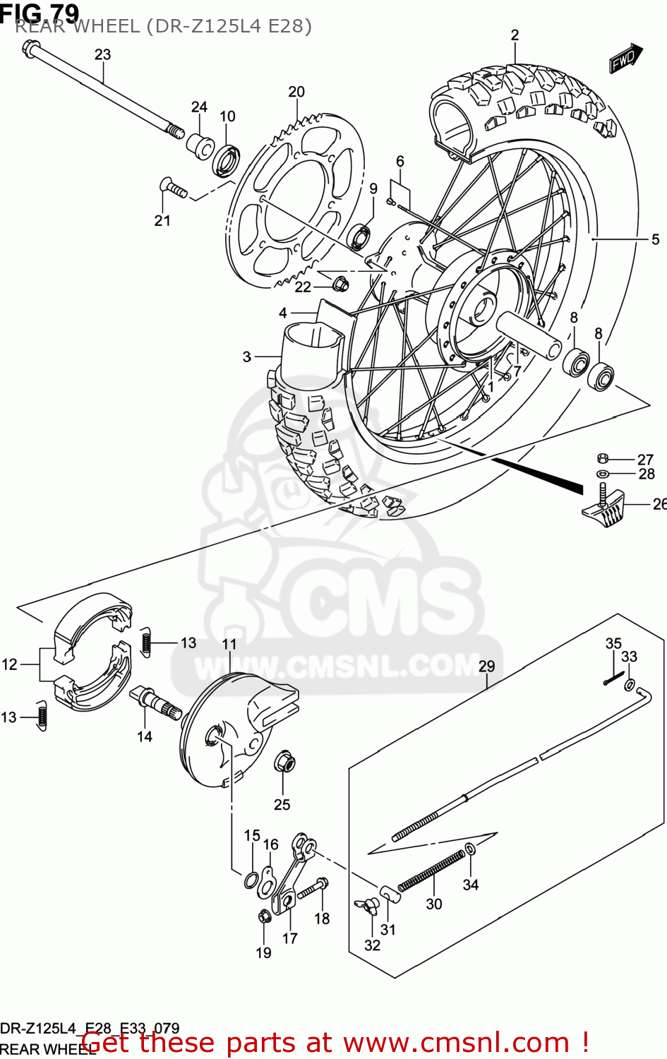 REAR WHEEL (DR-Z125L4 E28) DR-Z125 2014 (L4) USA (E03) DRZ125 DR Z125