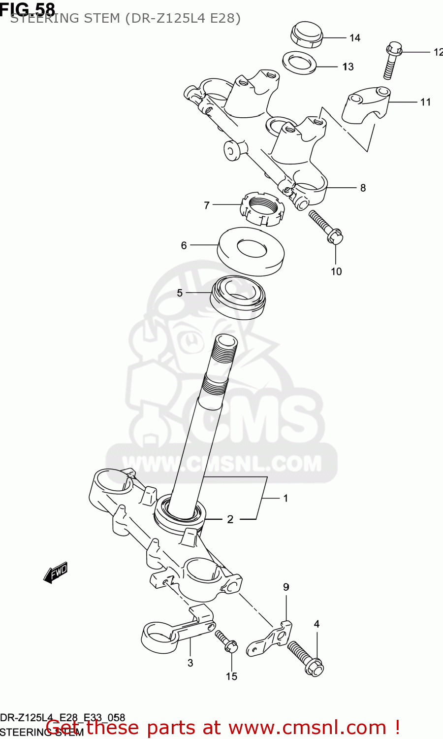 STEERING STEM (DR-Z125L4 E28) DR-Z125 2014 (L4) USA (E03) DRZ125 DR Z125