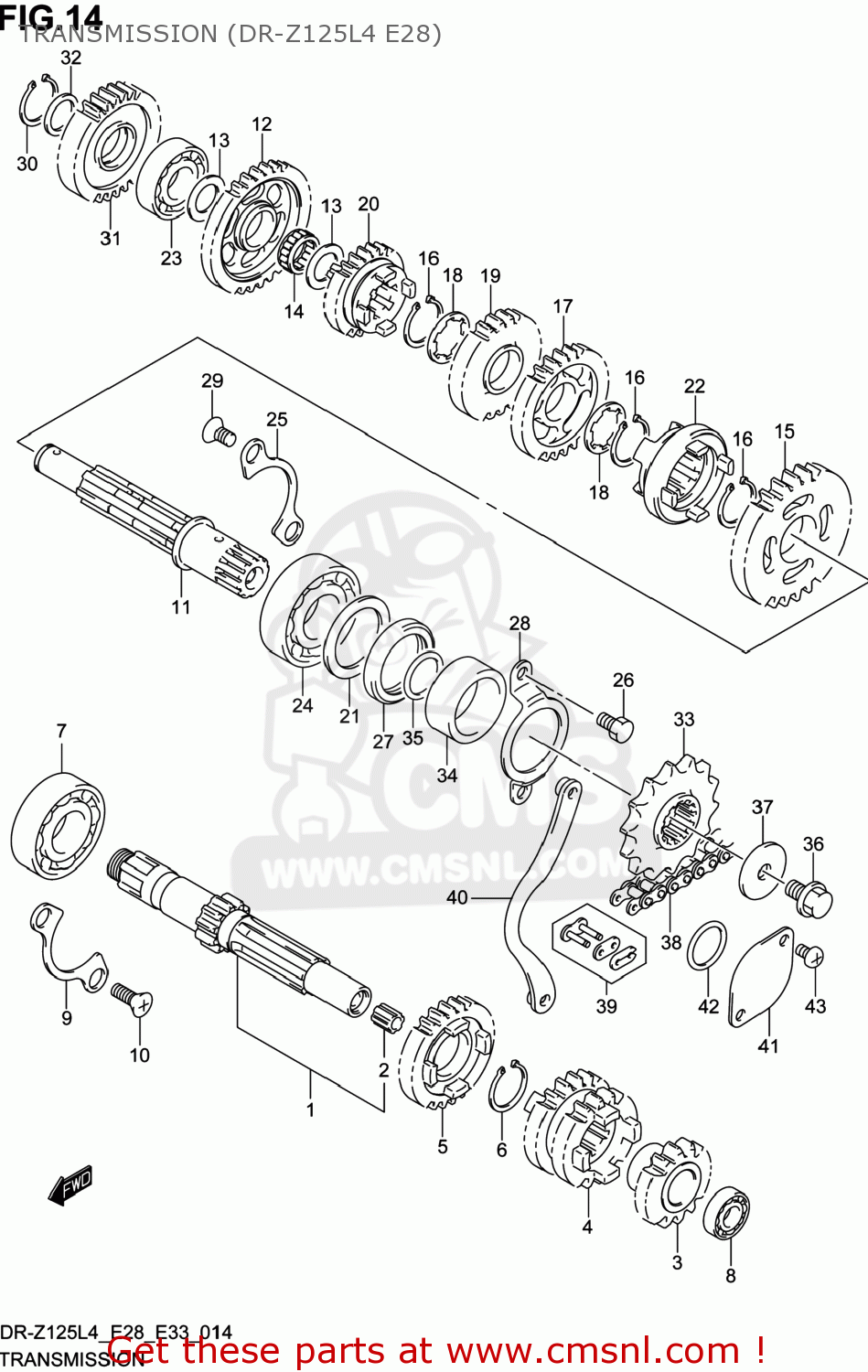 TRANSMISSION (DR-Z125L4 E28) DR-Z125 2014 (L4) USA (E03) DRZ125 DR Z125