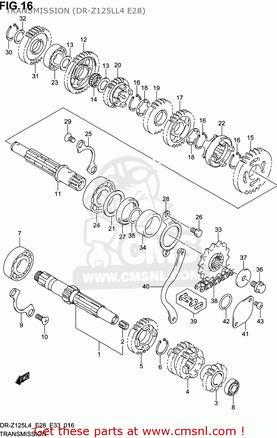 TRANSMISSION (DR-Z125LL4 E28) DR-Z125 2014 (L4) USA (E03) DRZ125 DR Z125