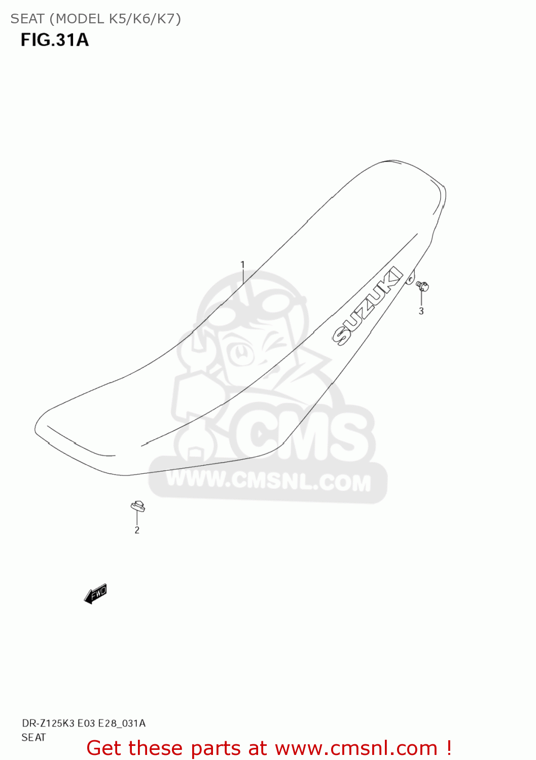 SEAT (MODEL K5/K6/K7) DR-Z125L 2003 (K3) USA (E03) DRZ125L DR Z125L