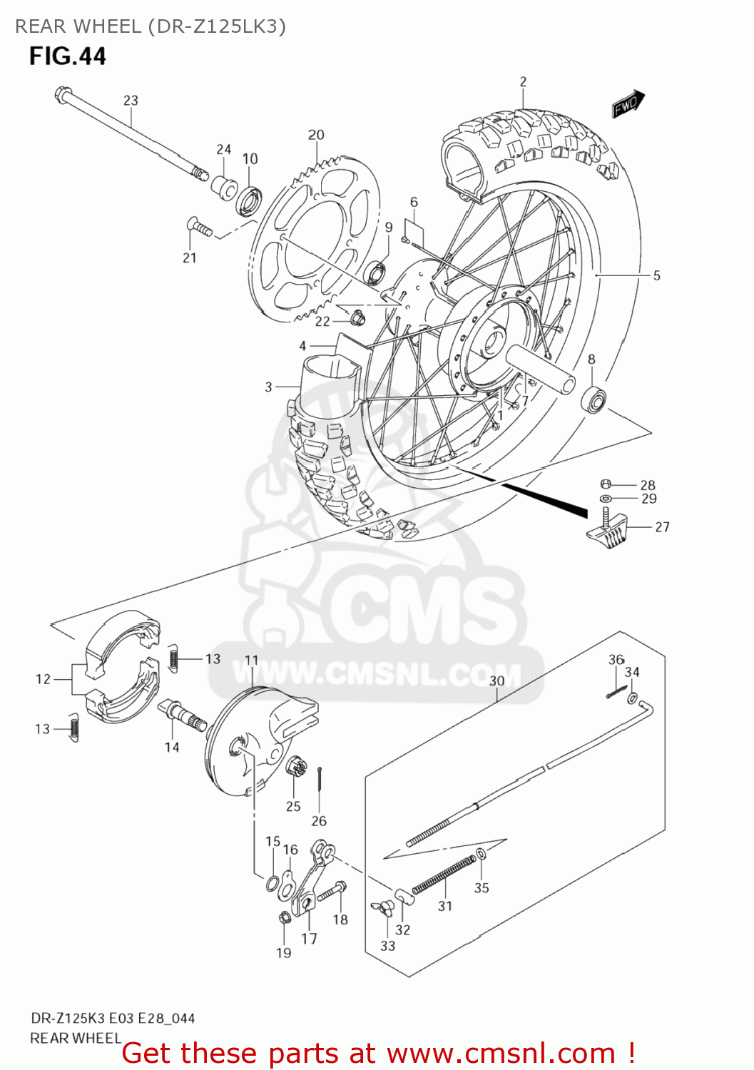 REAR WHEEL (DR-Z125LK3) DR-Z125L 2004 (K4) USA (E03) DRZ125L DR Z125L