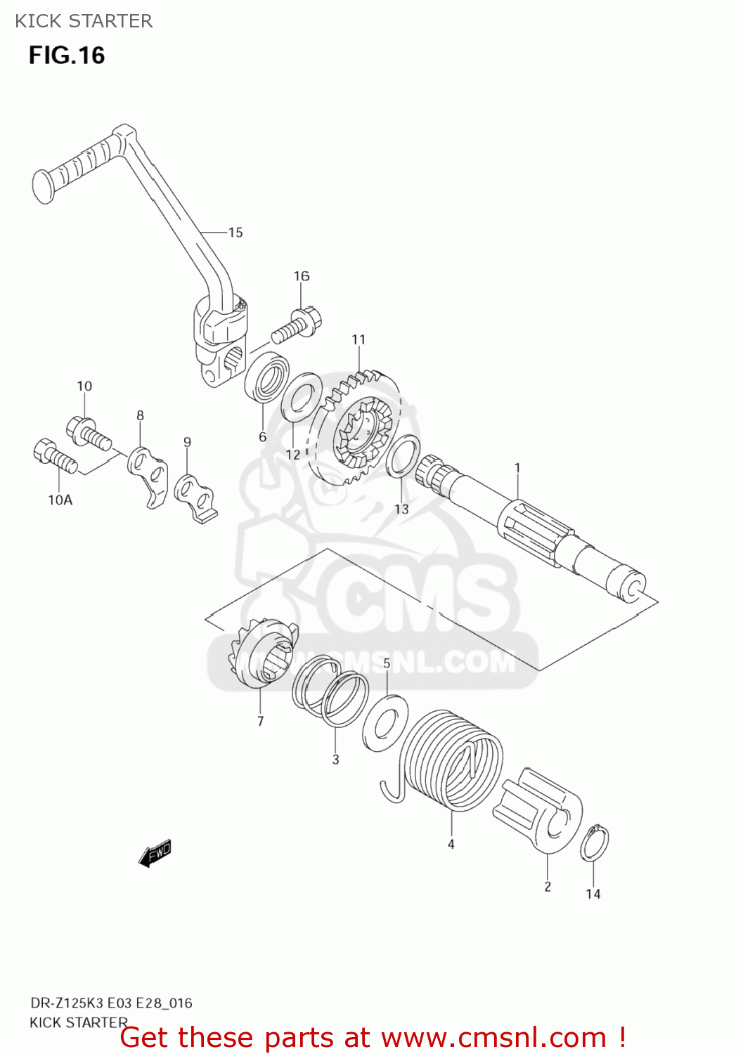 KICK STARTER DR-Z125L 2006 (K6) USA (E03) DRZ125L DR Z125L
