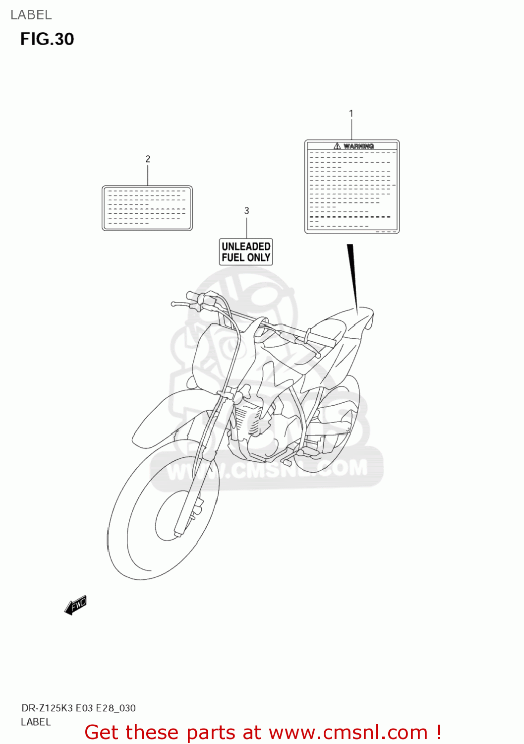 LABEL DR-Z125L 2006 (K6) USA (E03) DRZ125L DR Z125L