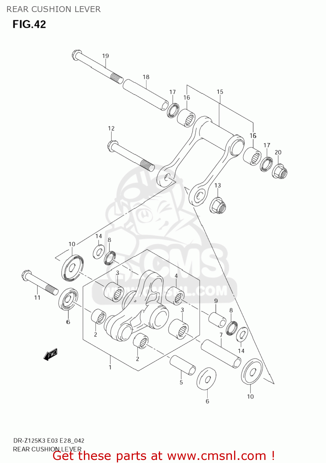 REAR CUSHION LEVER DR-Z125L 2006 (K6) USA (E03) DRZ125L DR Z125L
