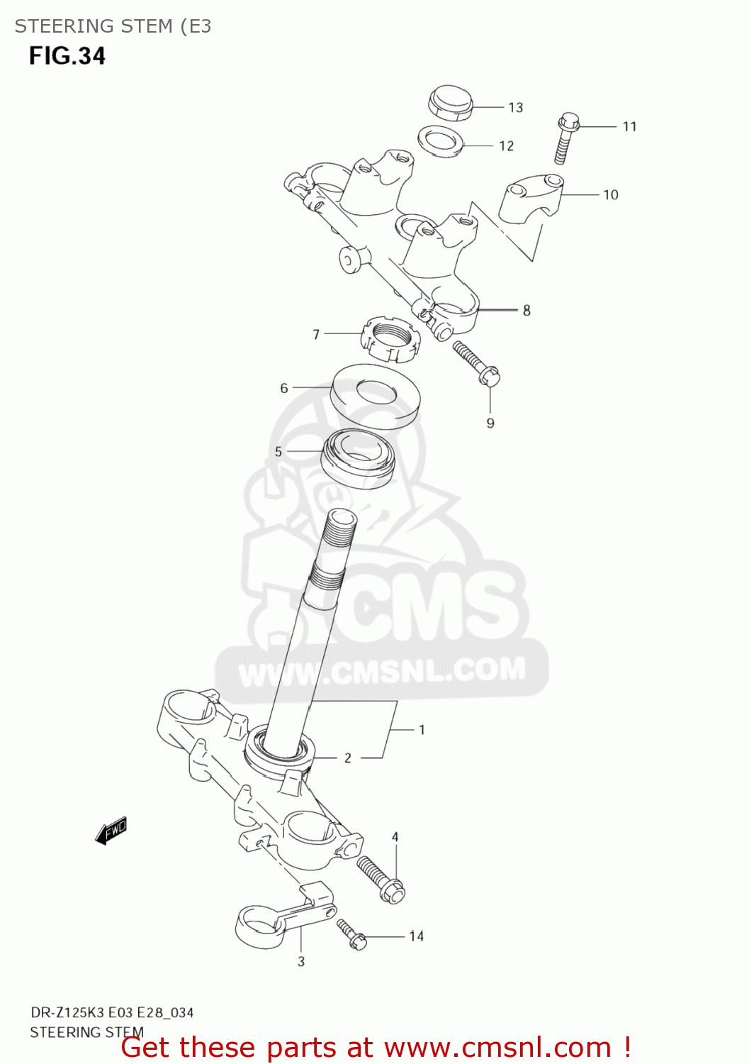 STEERING STEM (E3 DR-Z125L 2006 (K6) USA (E03) DRZ125L DR Z125L