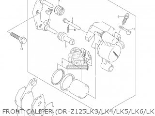 FRONT CALIPER (DR-Z125LK3/LK4/LK5/LK6/LK7) - DR-Z125L 2006 (K6) USA (E03) DRZ125L DR Z125L