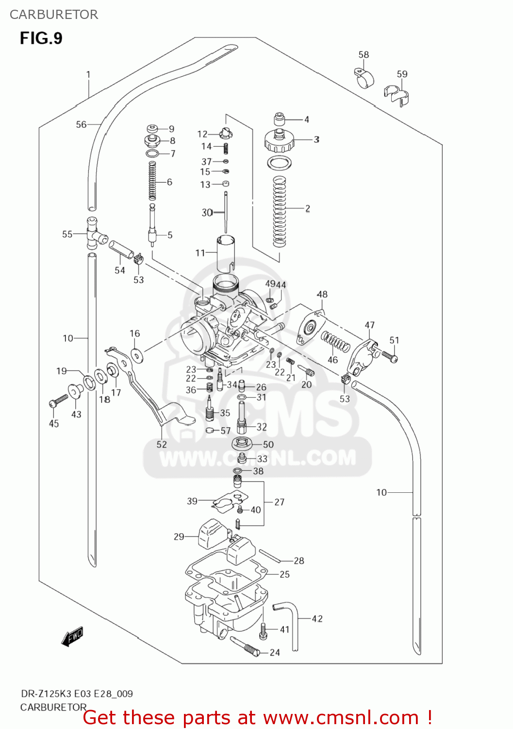 CARBURETOR DR-Z125L 2007 (K7) USA (E03) DRZ125L DR Z125L