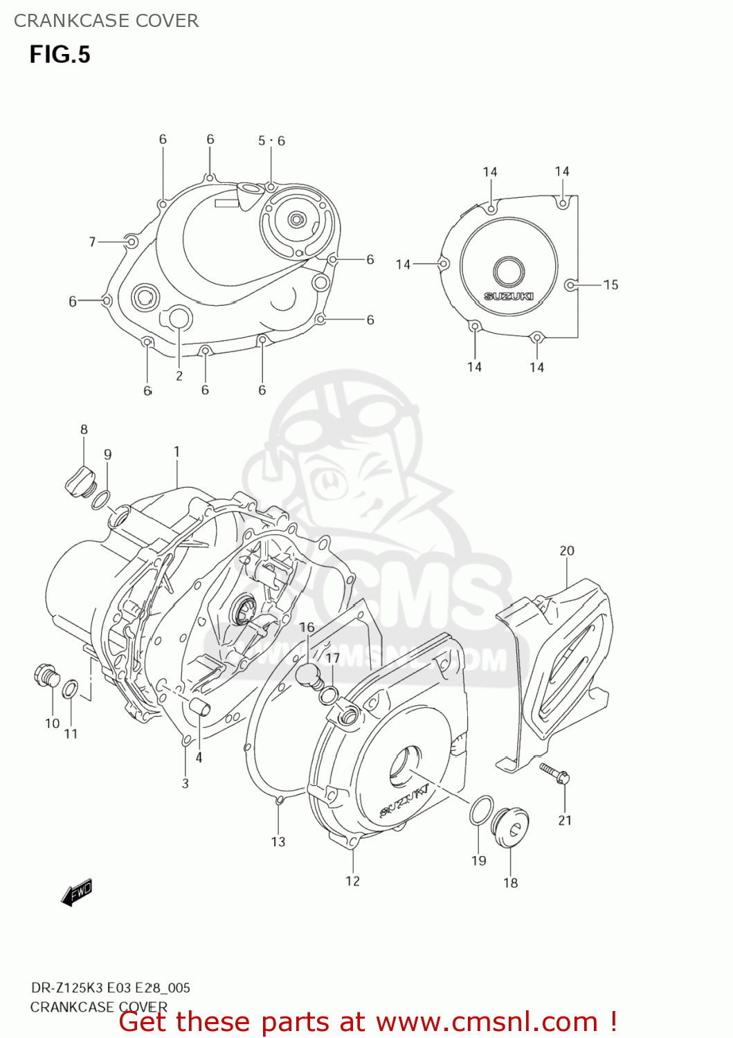 CRANKCASE COVER DR-Z125L 2007 (K7) USA (E03) DRZ125L DR Z125L