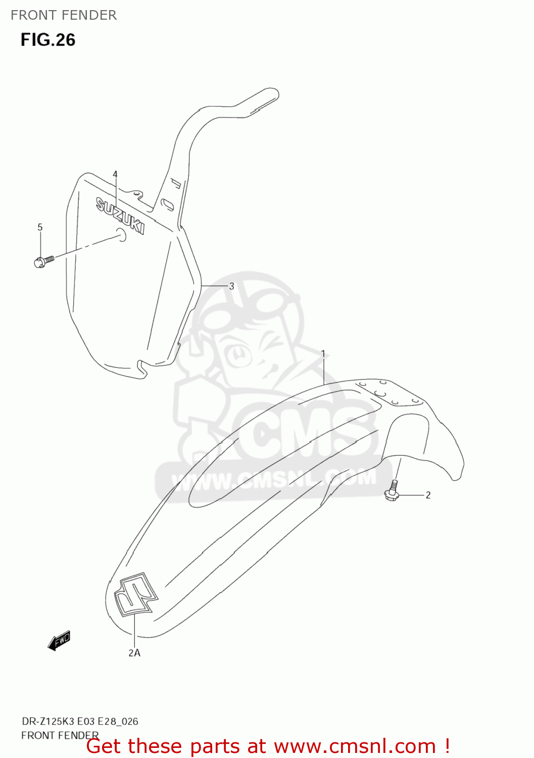 FRONT FENDER DR-Z125L 2007 (K7) USA (E03) DRZ125L DR Z125L