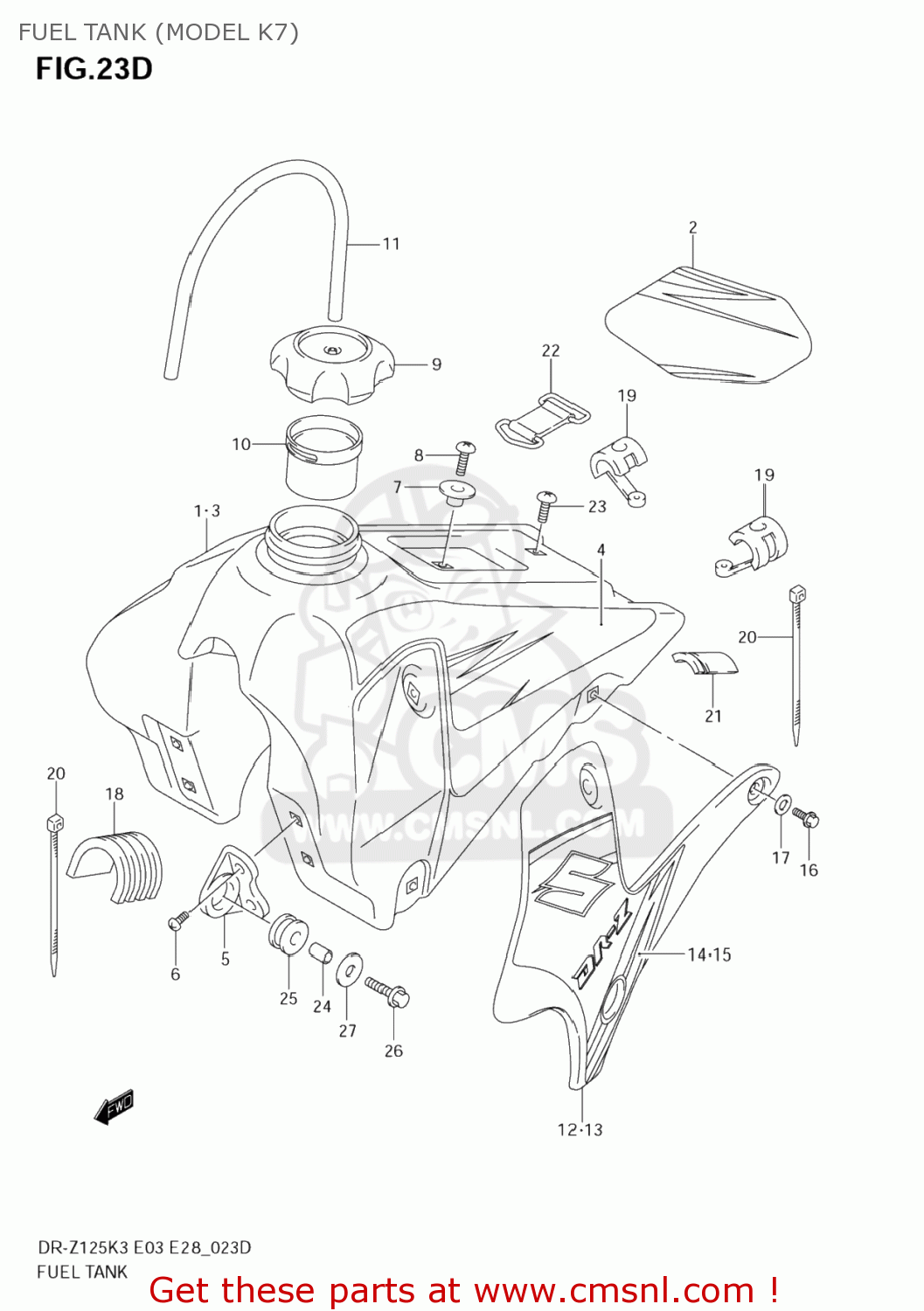 FUEL TANK (MODEL K7) DR-Z125L 2007 (K7) USA (E03) DRZ125L DR Z125L