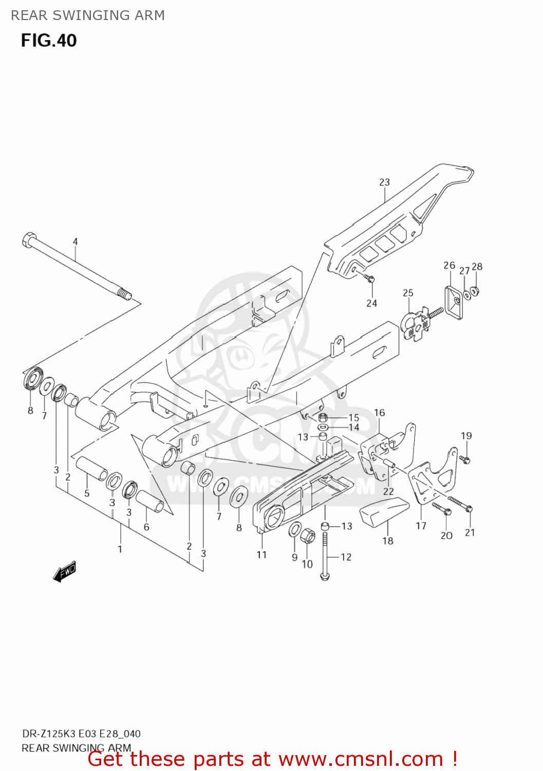 REAR SWINGING ARM DR-Z125L 2007 (K7) USA (E03) DRZ125L DR Z125L