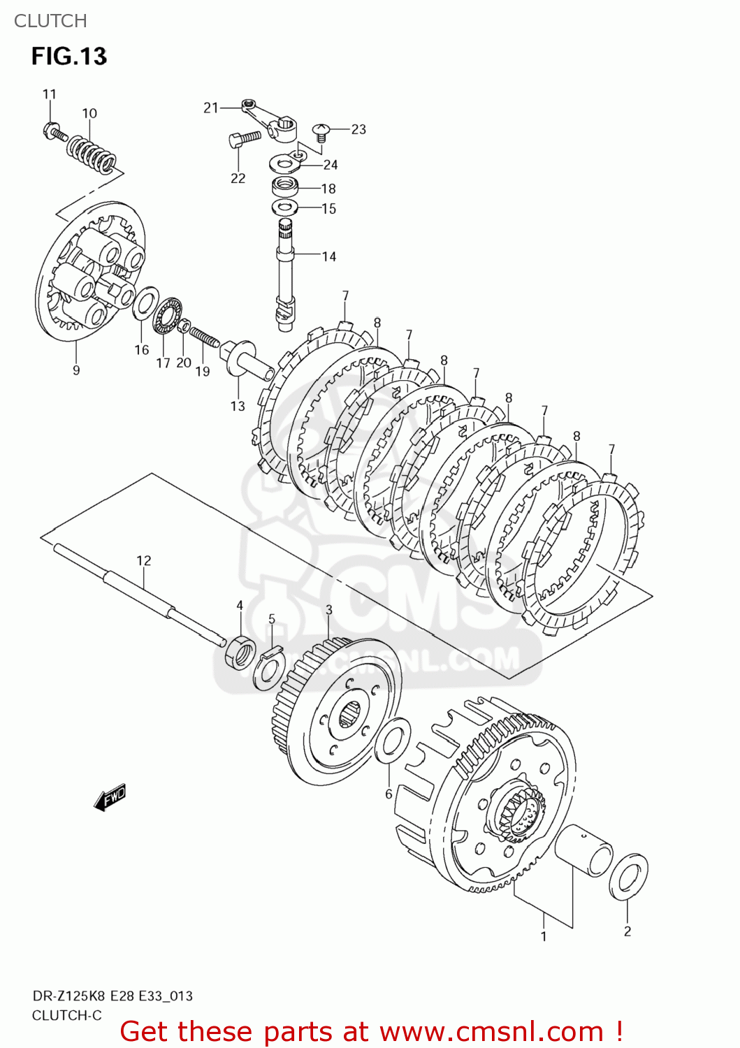 CLUTCH DR-Z125L 2008 (K8) USA (E03) DRZ125L DR Z125L