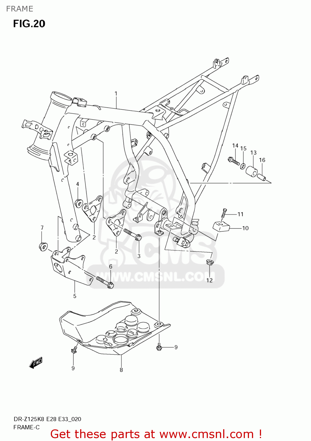 FRAME DR-Z125L 2008 (K8) USA (E03) DRZ125L DR Z125L