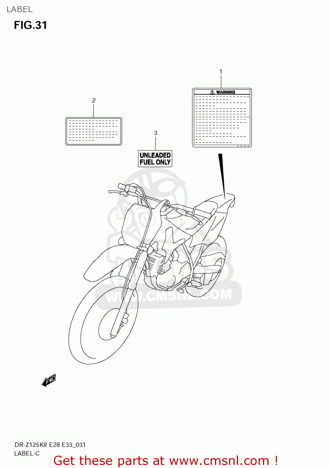 LABEL DR-Z125L 2008 (K8) USA (E03) DRZ125L DR Z125L