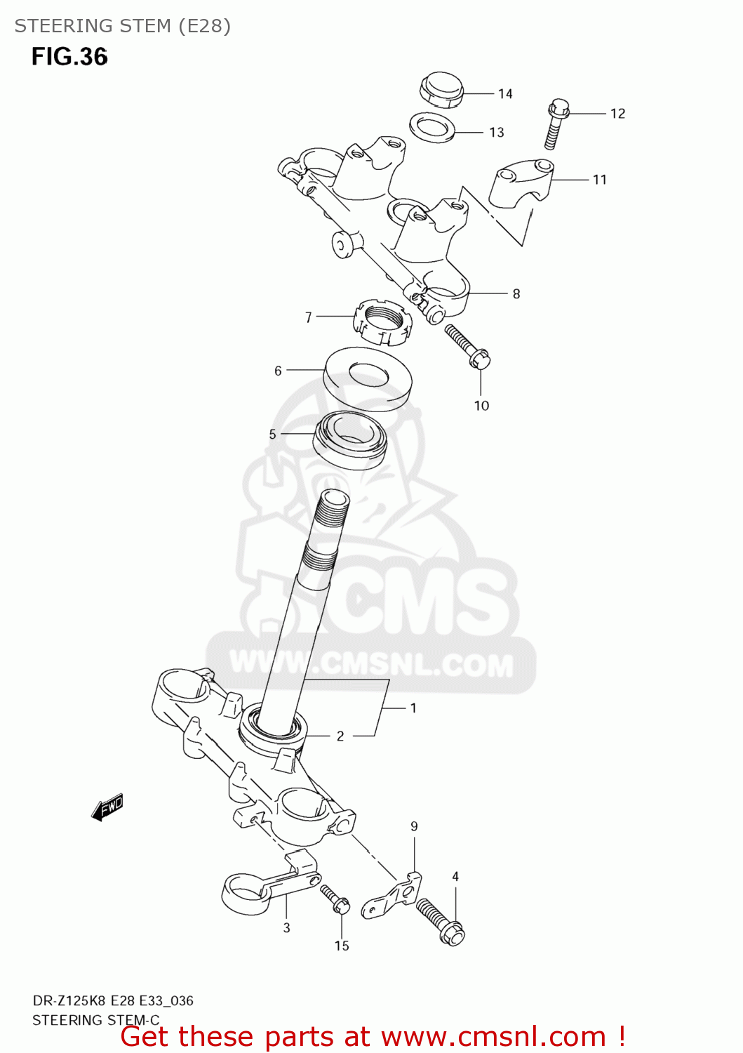STEERING STEM (E28) DR-Z125L 2008 (K8) USA (E03) DRZ125L DR Z125L