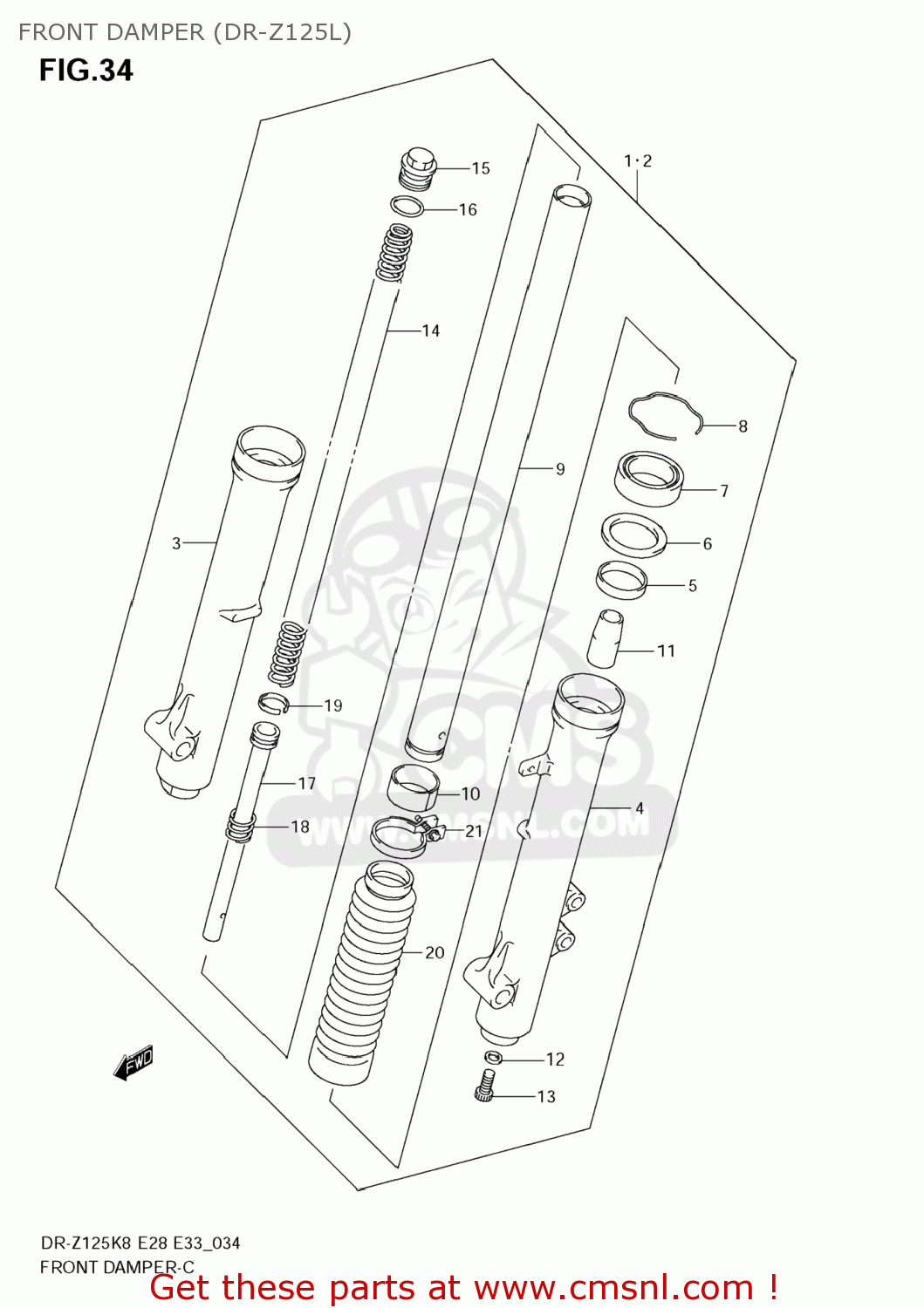 FRONT DAMPER (DR-Z125L) DR-Z125L 2009 (K9) USA (E03) DRZ125L DR Z125L