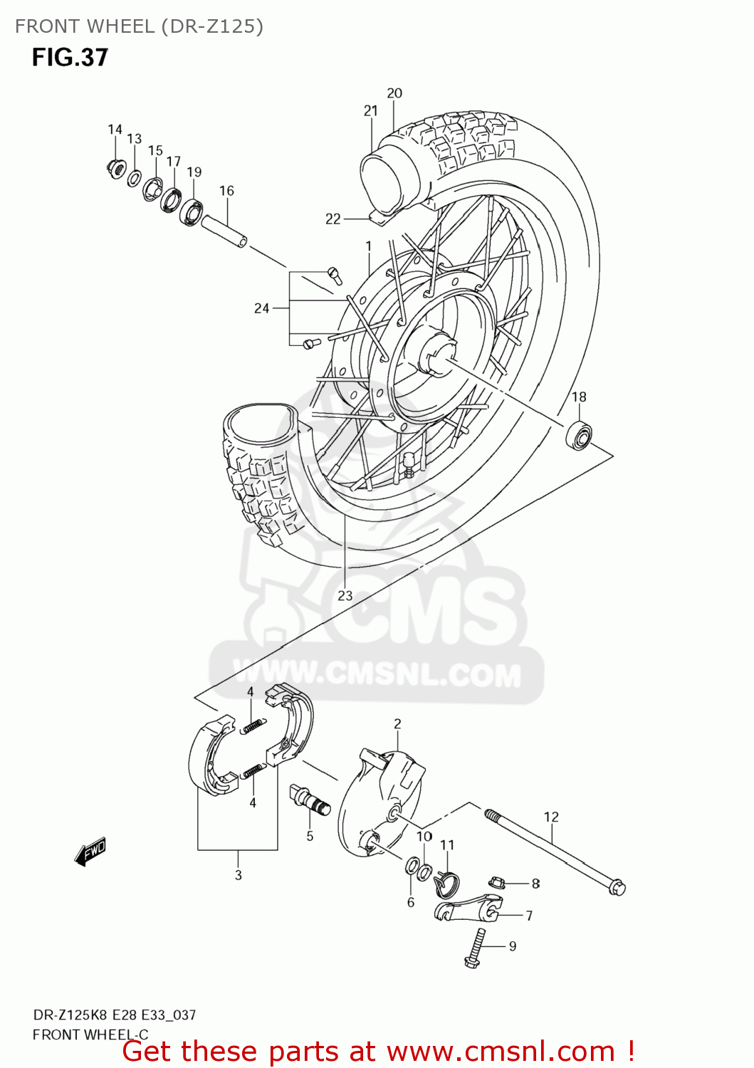 FRONT WHEEL (DR-Z125) DR-Z125L 2009 (K9) USA (E03) DRZ125L DR Z125L