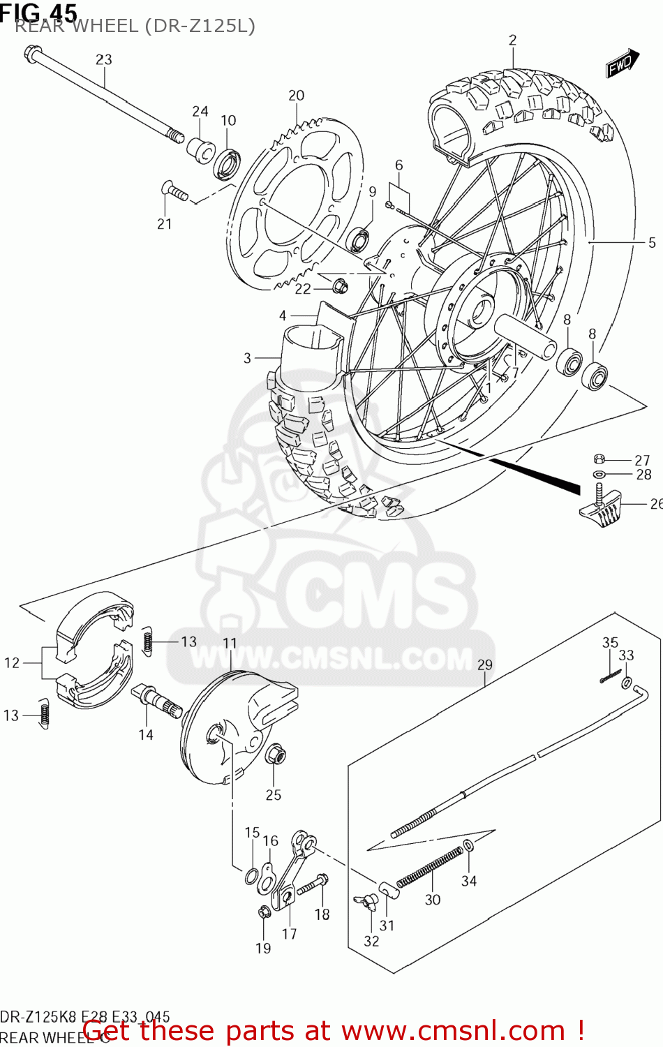 REAR WHEEL (DR-Z125L) DR-Z125L 2009 (K9) USA (E03) DRZ125L DR Z125L