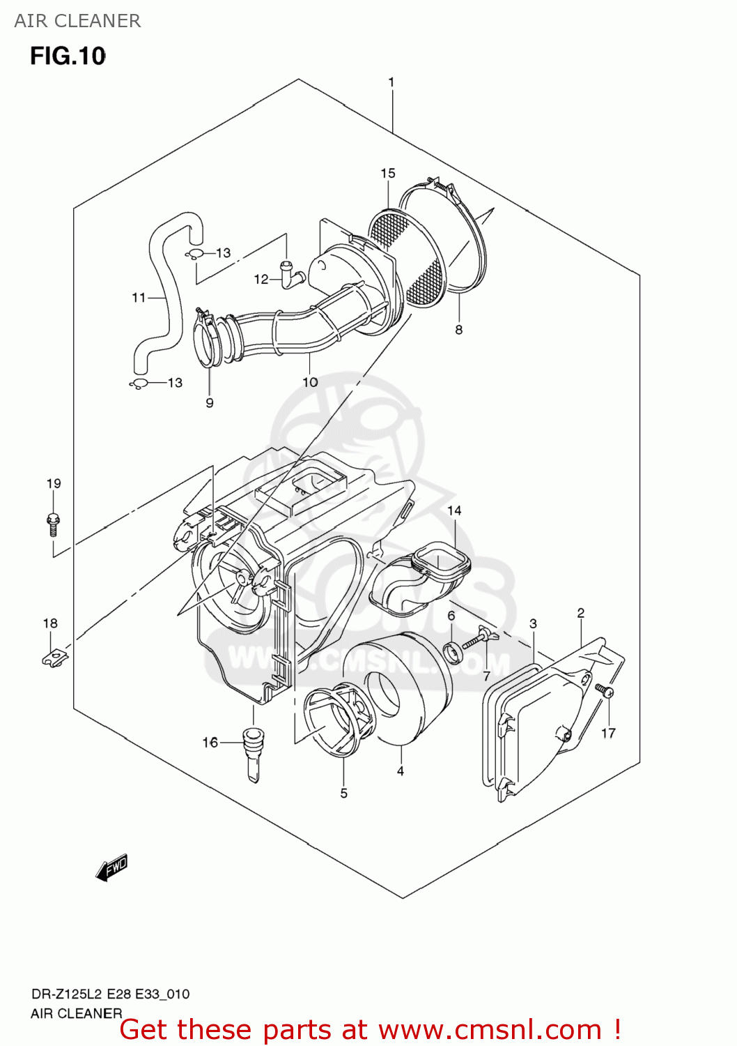 AIR CLEANER DR-Z125L 2012 (L2) USA (E03) DRZ125L DR Z125L