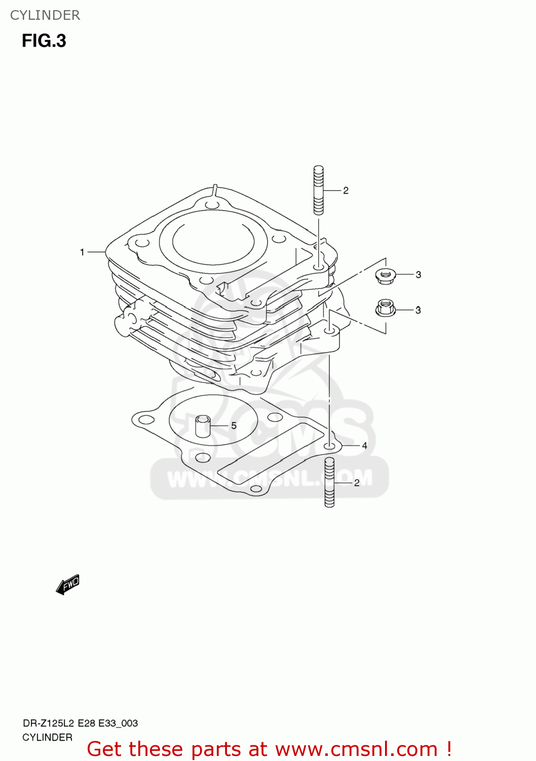 CYLINDER DR-Z125L 2012 (L2) USA (E03) DRZ125L DR Z125L