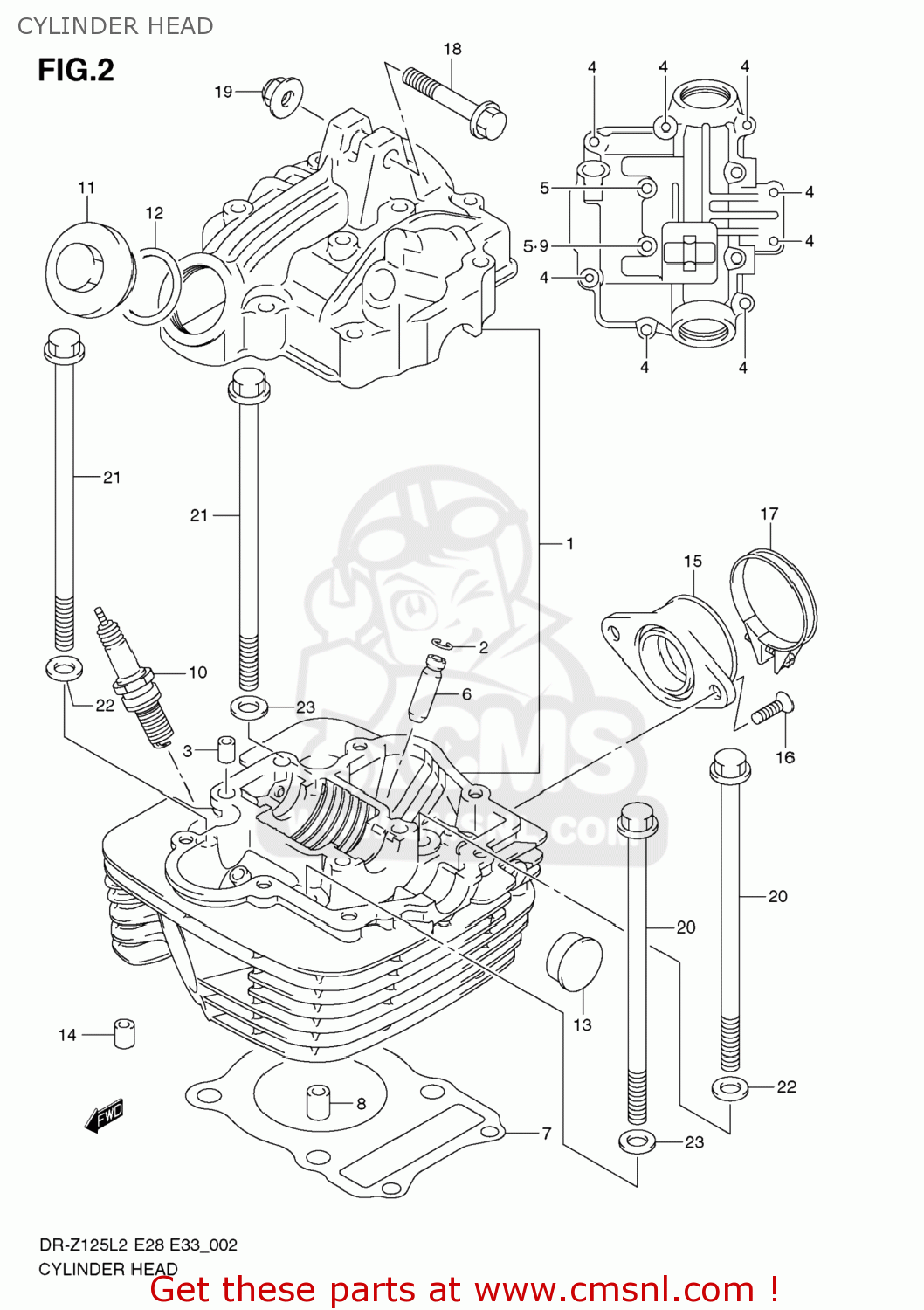 CYLINDER HEAD DR-Z125L 2012 (L2) USA (E03) DRZ125L DR Z125L