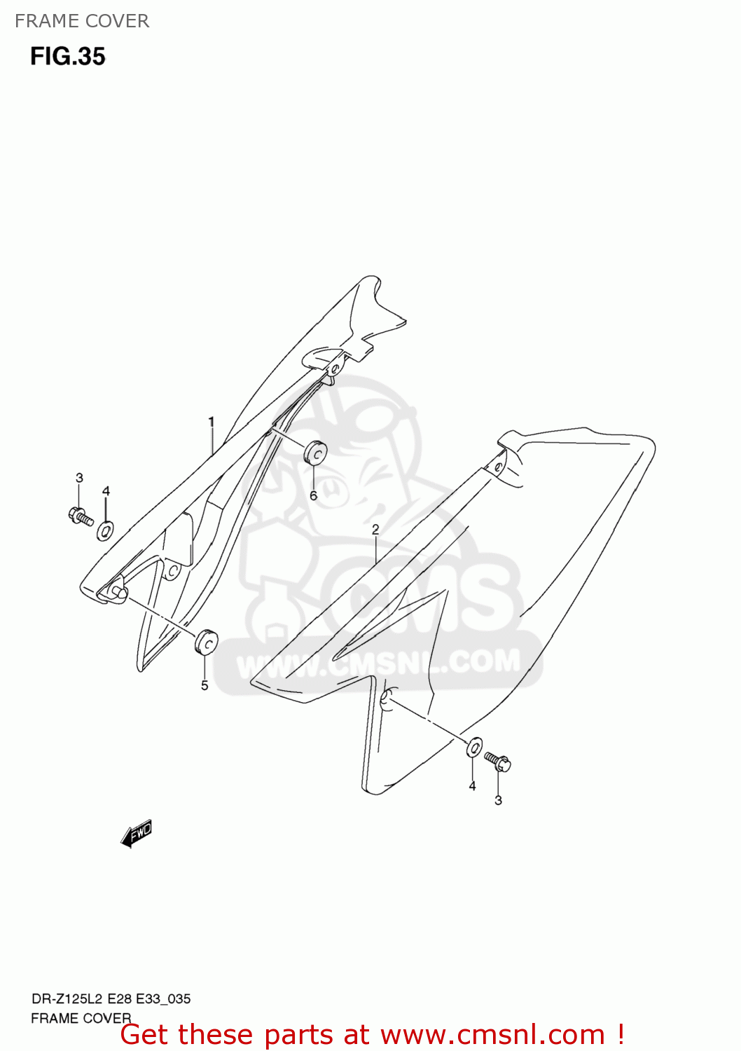 FRAME COVER DR-Z125L 2012 (L2) USA (E03) DRZ125L DR Z125L