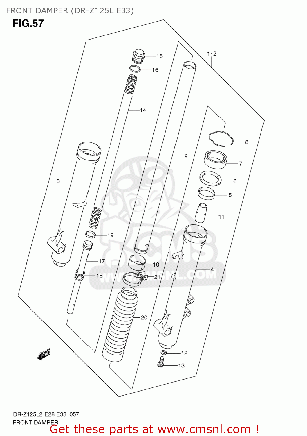 FRONT DAMPER (DR-Z125L E33) DR-Z125L 2012 (L2) USA (E03) DRZ125L DR Z125L