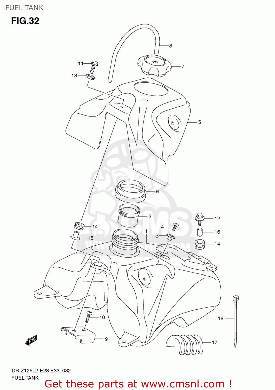 FUEL TANK DR-Z125L 2012 (L2) USA (E03) DRZ125L DR Z125L
