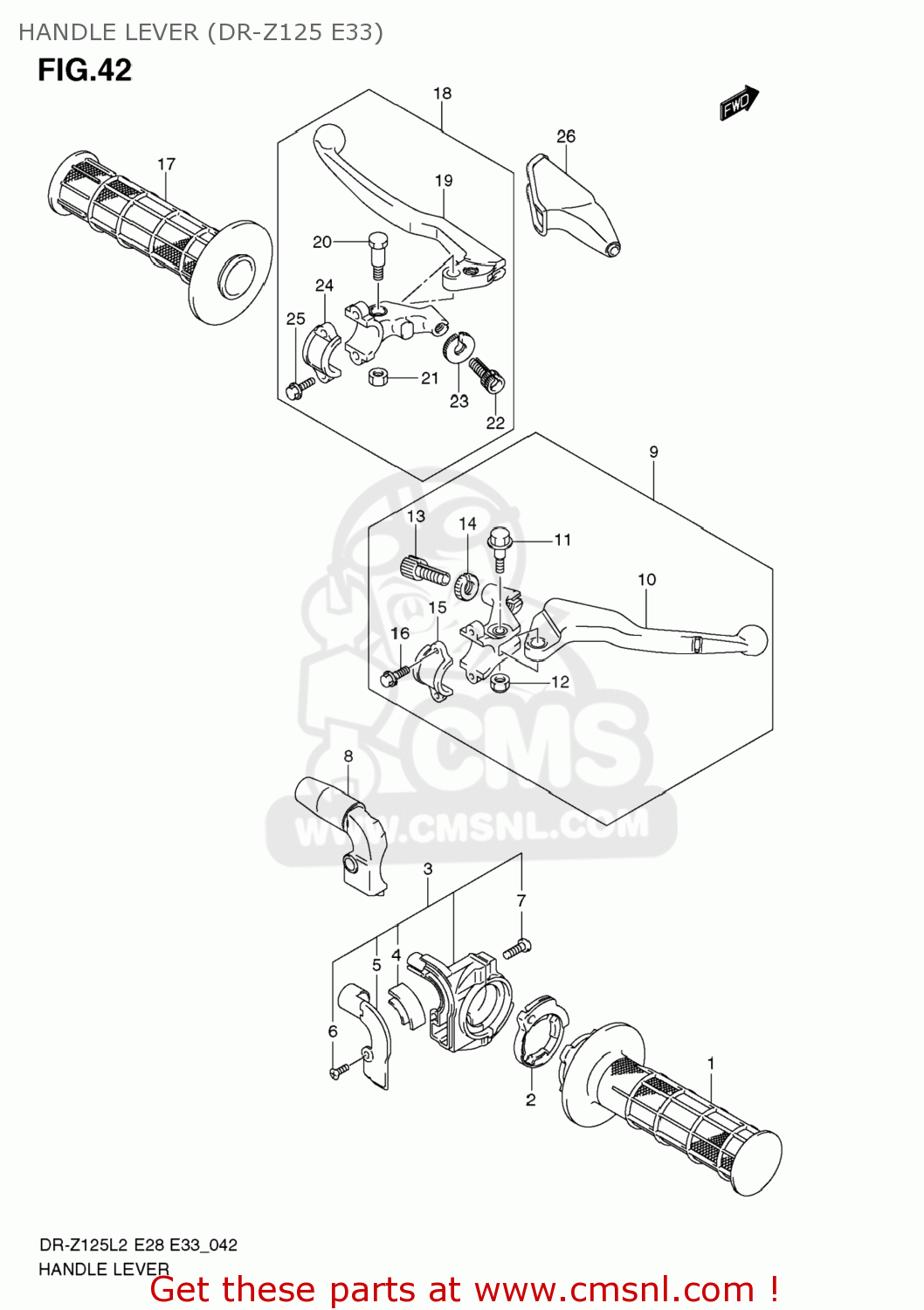 HANDLE LEVER (DR-Z125 E33) DR-Z125L 2012 (L2) USA (E03) DRZ125L DR Z125L