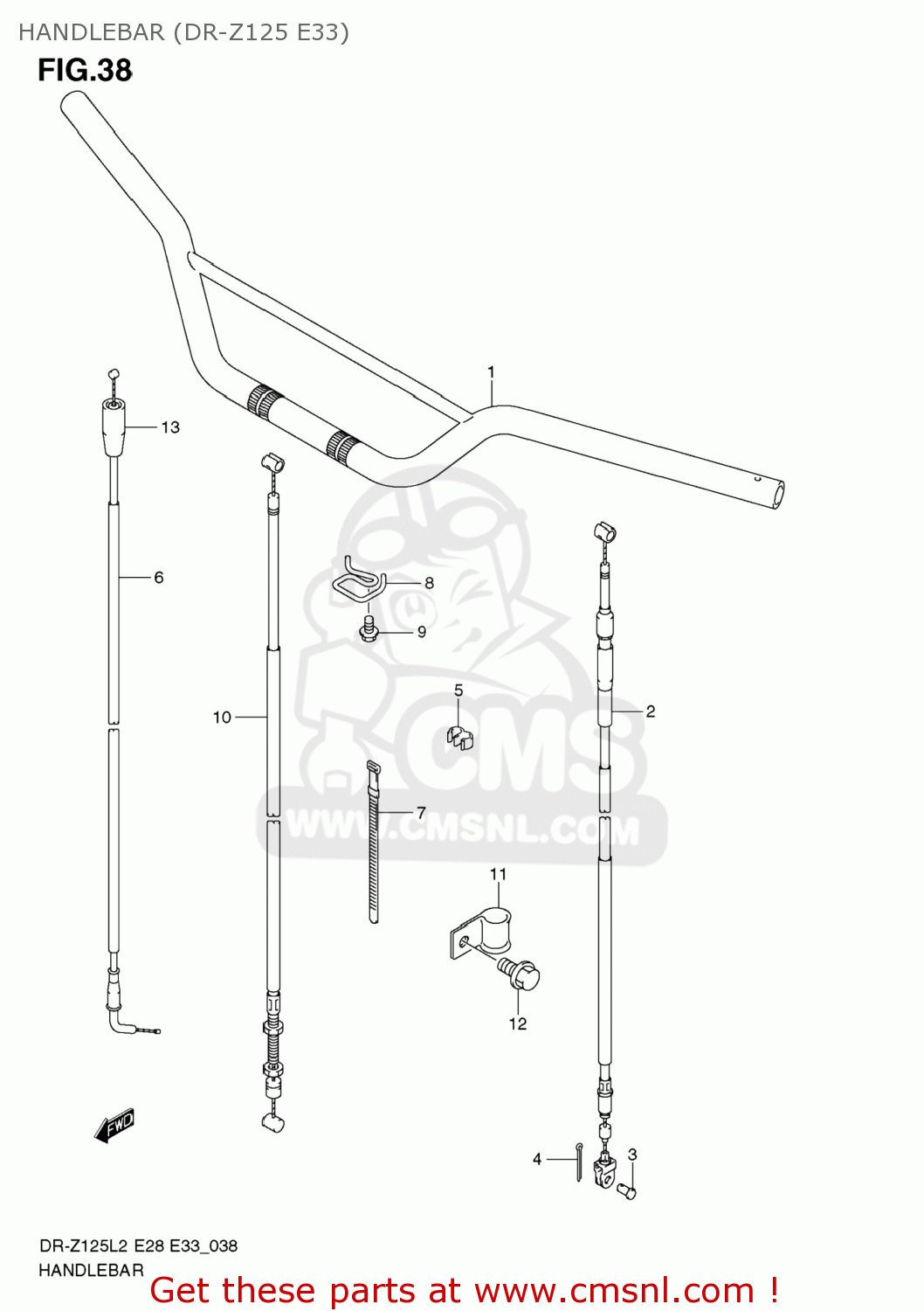 HANDLEBAR (DR-Z125 E33) DR-Z125L 2012 (L2) USA (E03) DRZ125L DR Z125L