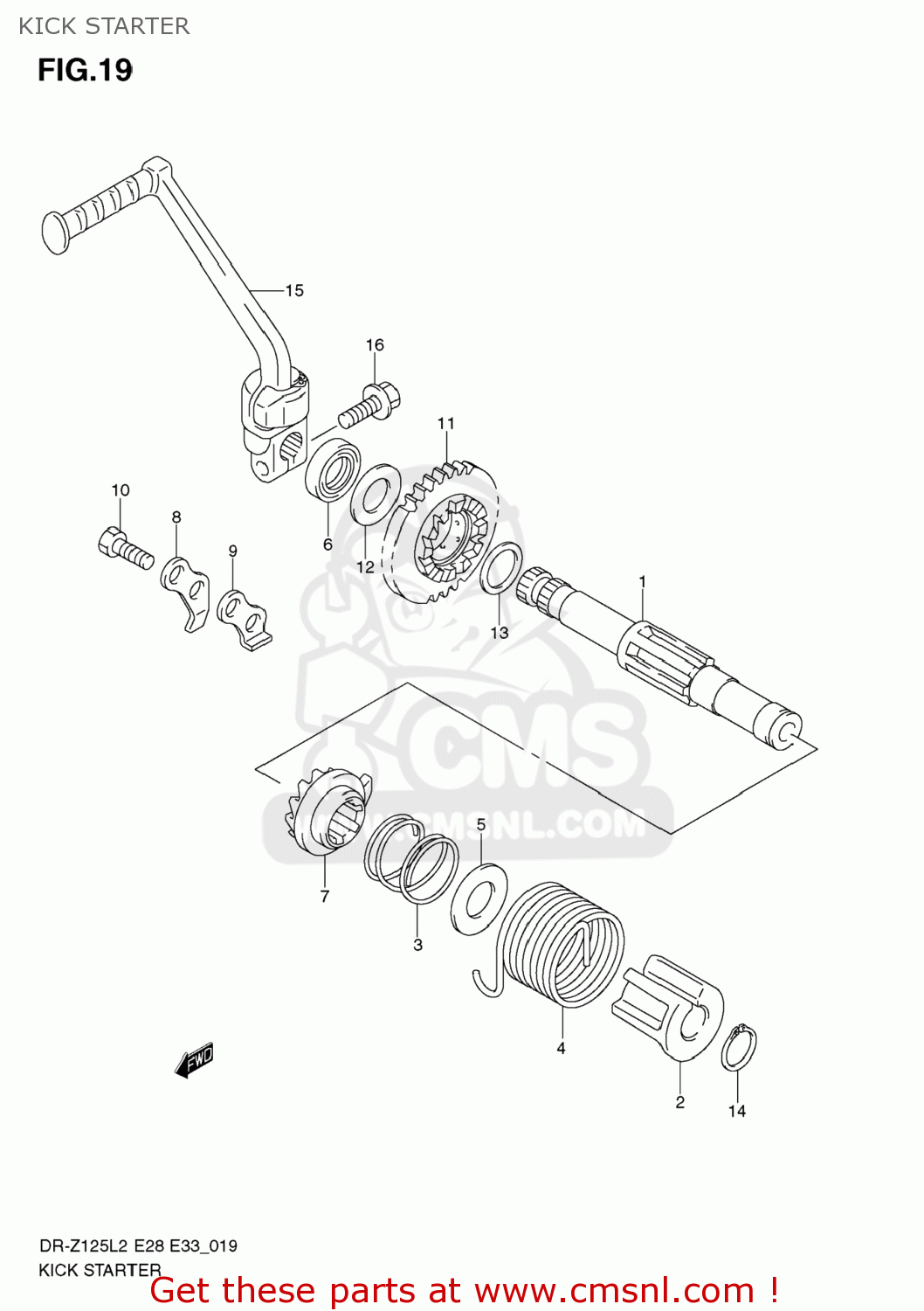 KICK STARTER DR-Z125L 2012 (L2) USA (E03) DRZ125L DR Z125L