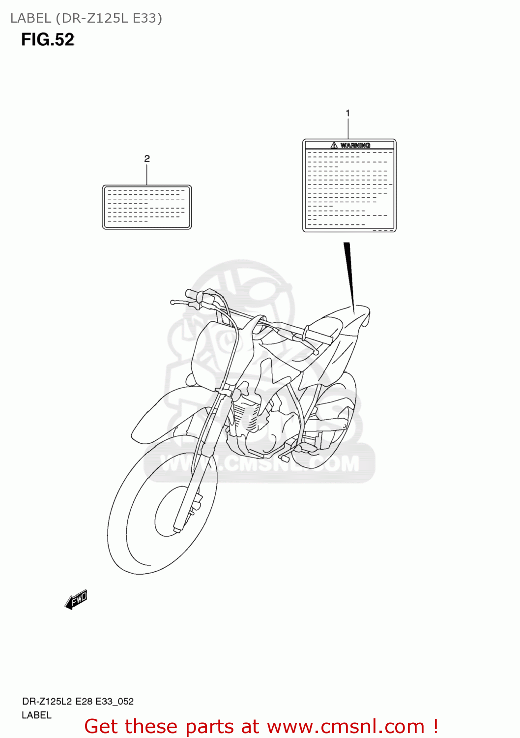 LABEL (DR-Z125L E33) DR-Z125L 2012 (L2) USA (E03) DRZ125L DR Z125L