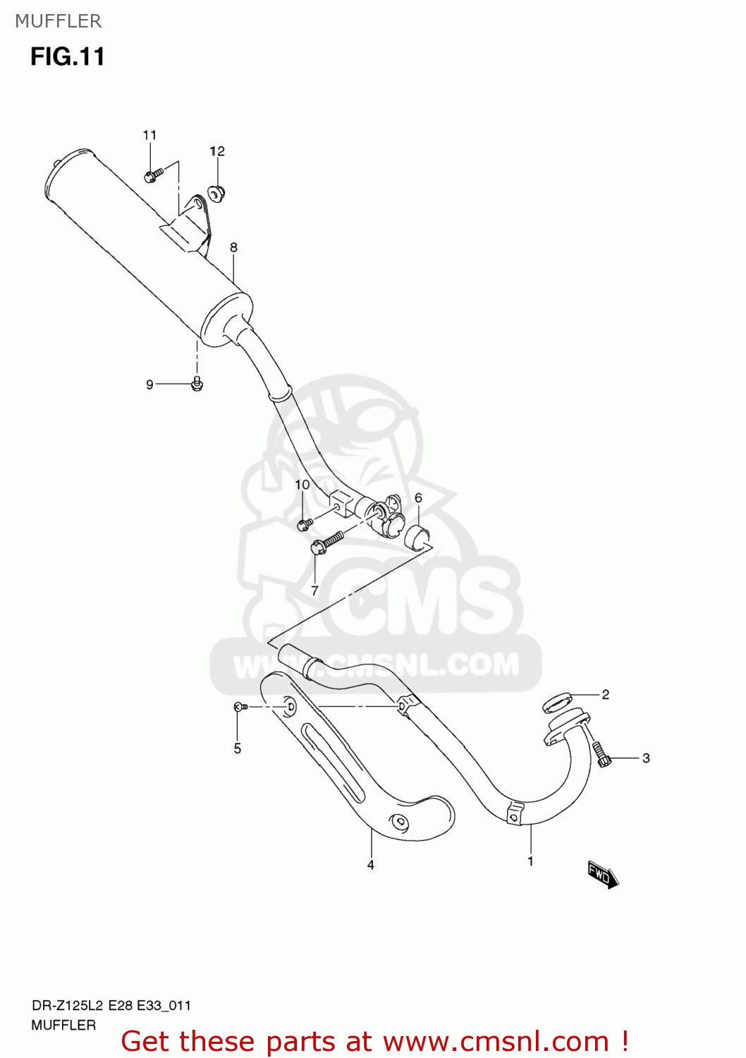MUFFLER DR-Z125L 2012 (L2) USA (E03) DRZ125L DR Z125L