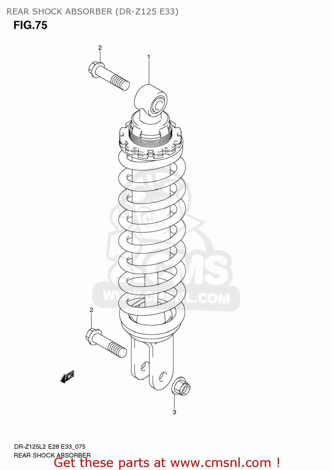 REAR SHOCK ABSORBER (DR-Z125 E33) DR-Z125L 2012 (L2) USA (E03) DRZ125L DR Z125L