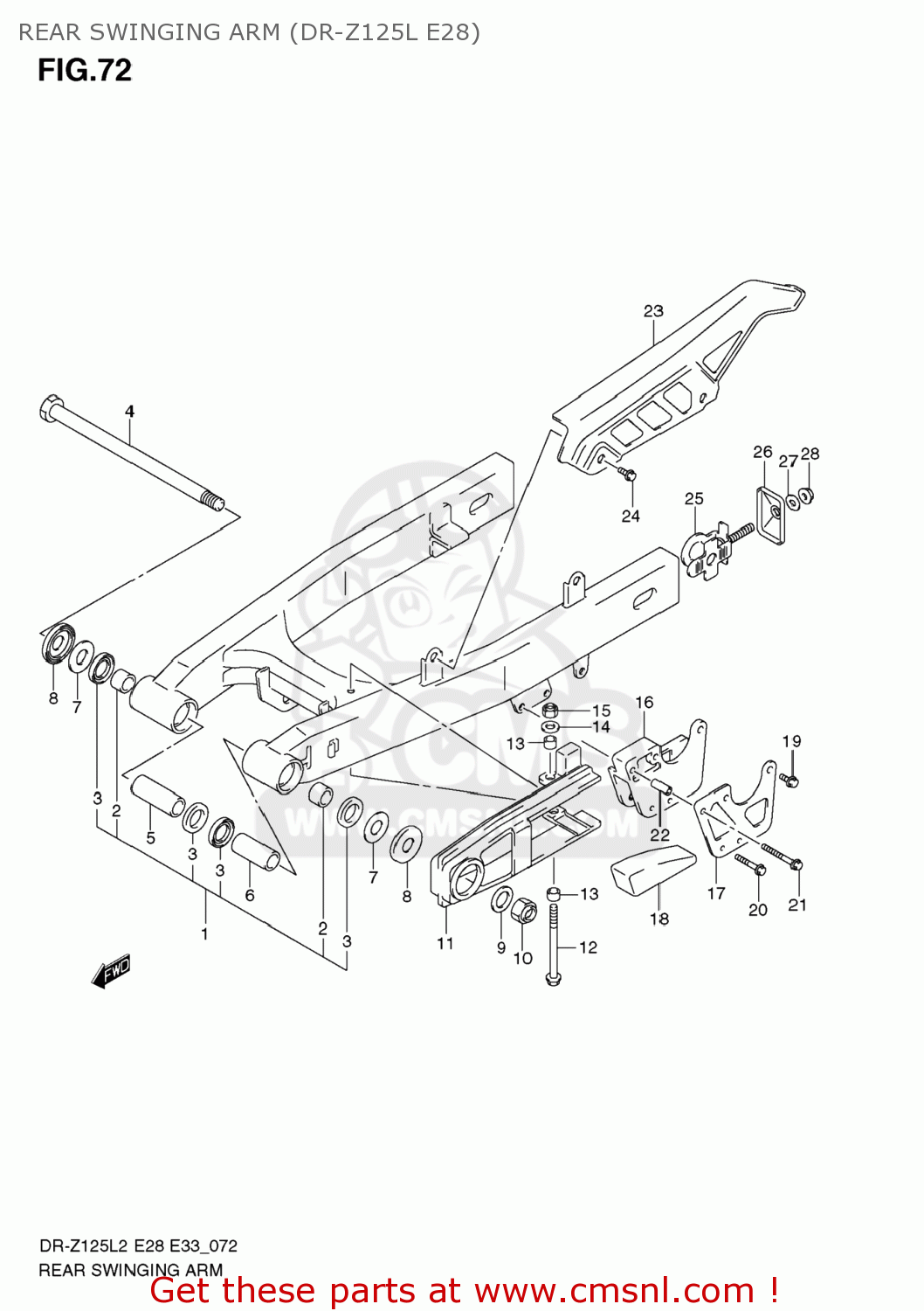 REAR SWINGING ARM (DR-Z125L E28) DR-Z125L 2012 (L2) USA (E03) DRZ125L DR Z125L