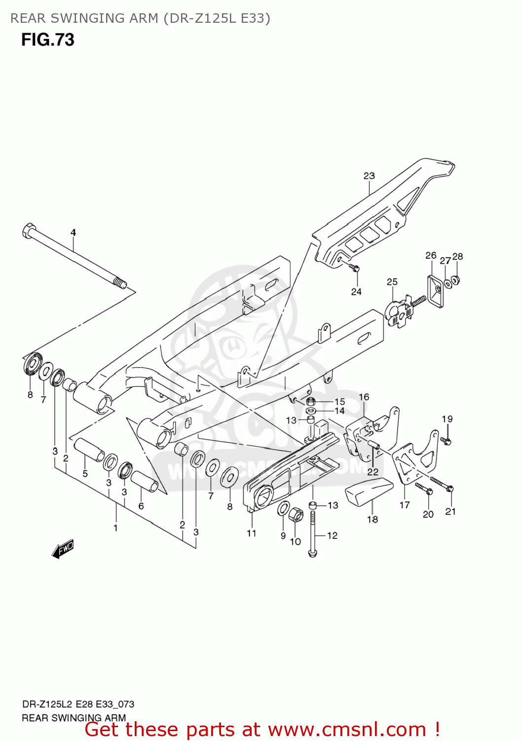 REAR SWINGING ARM (DR-Z125L E33) DR-Z125L 2012 (L2) USA (E03) DRZ125L DR Z125L
