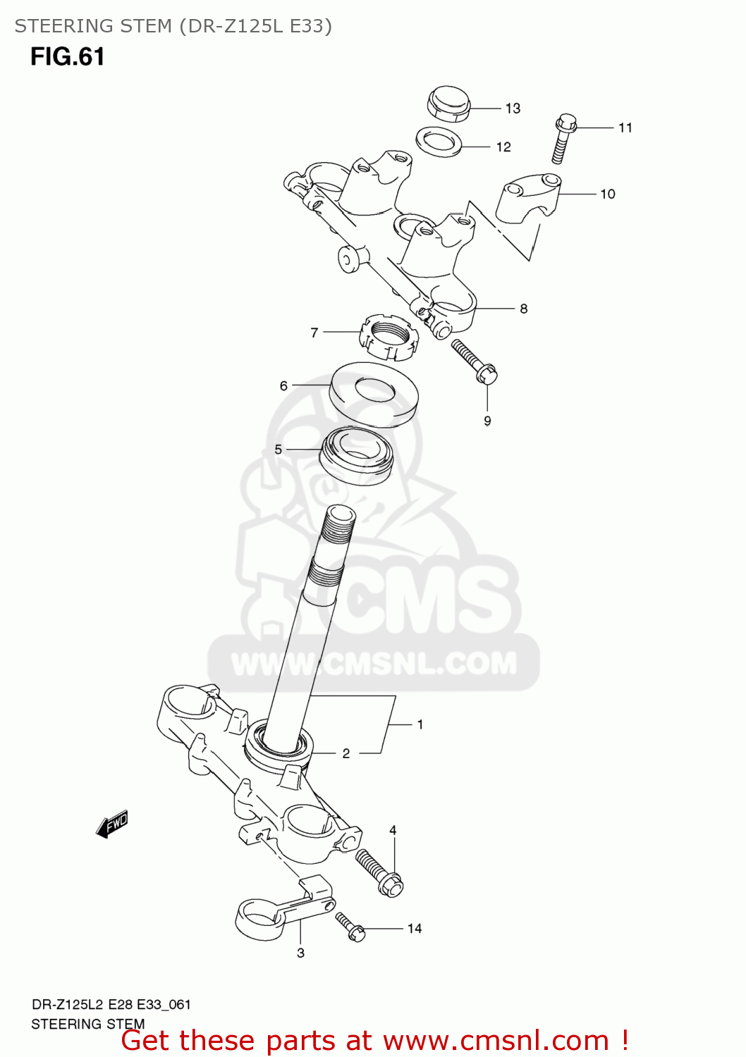STEERING STEM (DR-Z125L E33) DR-Z125L 2012 (L2) USA (E03) DRZ125L DR Z125L