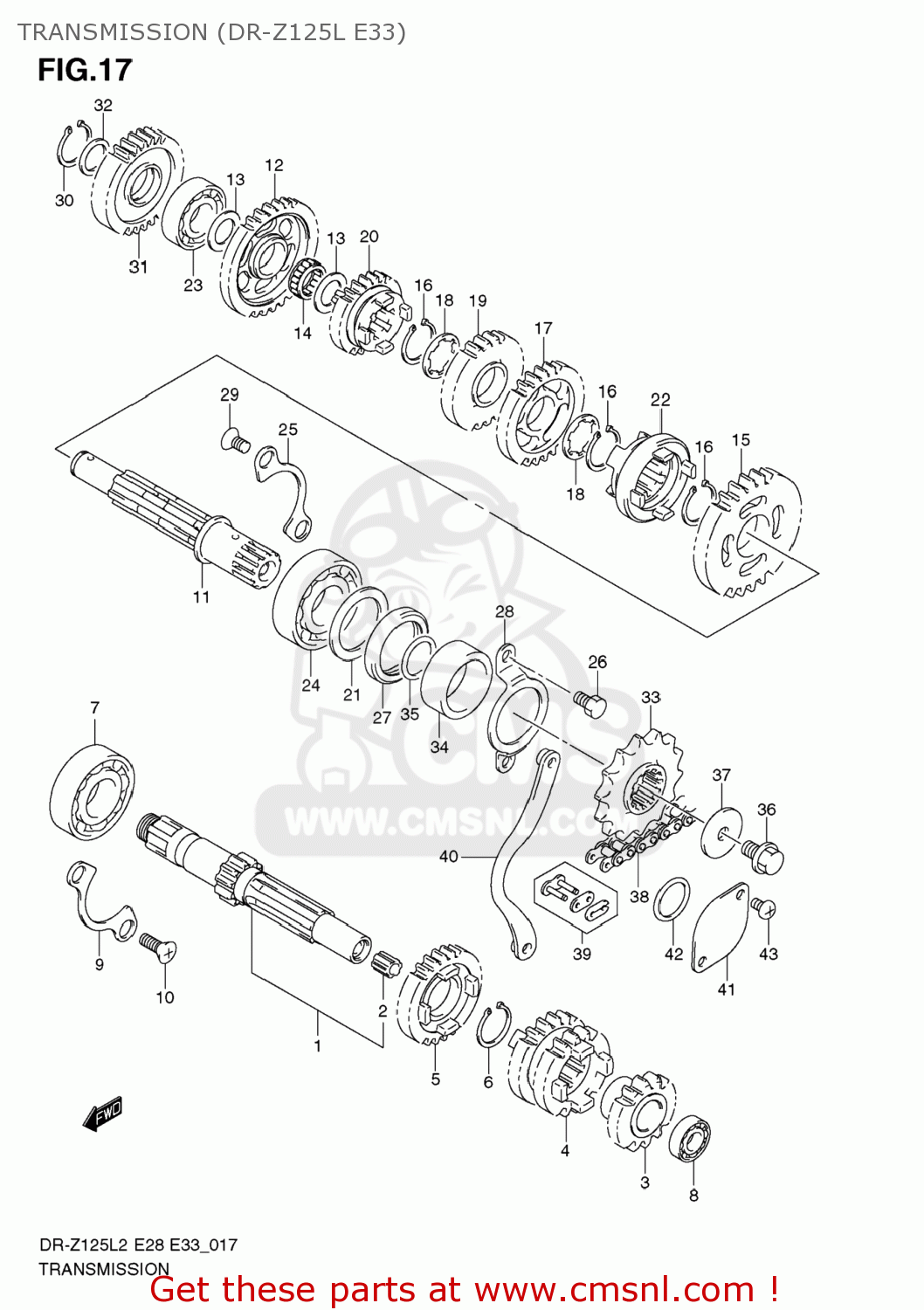 TRANSMISSION (DR-Z125L E33) DR-Z125L 2012 (L2) USA (E03) DRZ125L DR Z125L
