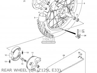 REAR WHEEL (DR-Z125L E33) - DR-Z125L 2012 (L2) USA (E03) DRZ125L DR Z125L