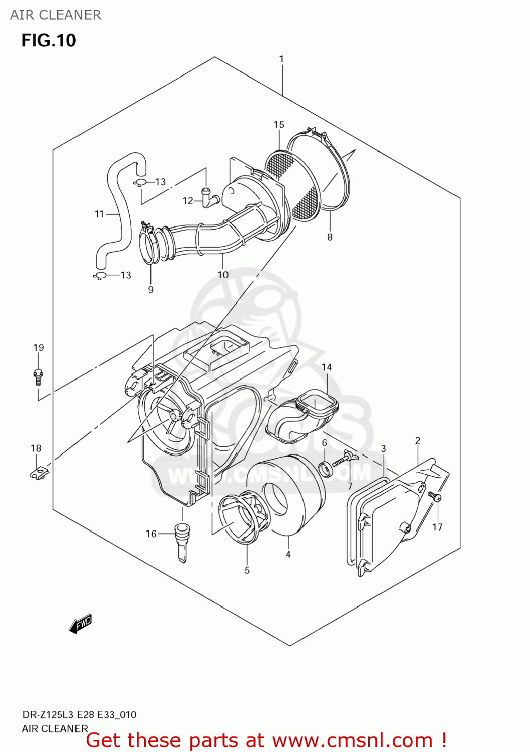 AIR CLEANER DR-Z125L 2013 (L3) USA (E03) DRZ125L DR Z125L