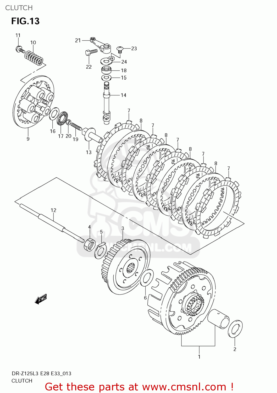 CLUTCH DR-Z125L 2013 (L3) USA (E03) DRZ125L DR Z125L